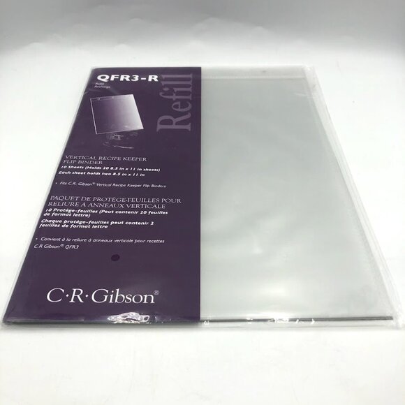 C.R. Gibson Vertical Recipe Keeper For Flip Binder QFR3-R Refill Set of 2 NIP - Picture 2 of 5